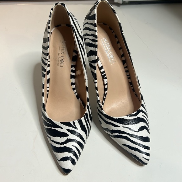 BCTEX COLL Black White Zebra Striped Heels 6.5 - Picture 2 of 5